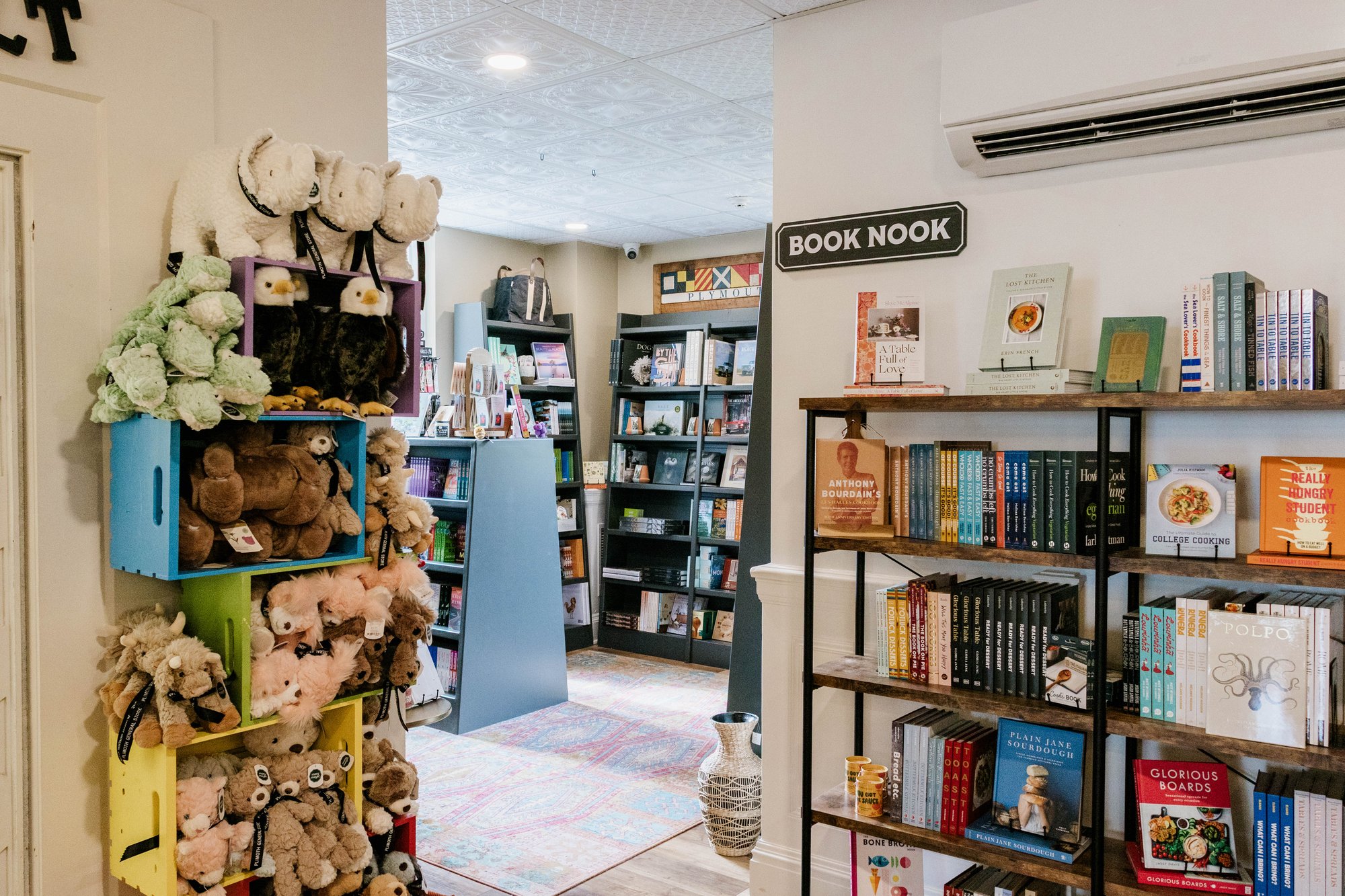 Children’s books and plush toys in the Book Nook