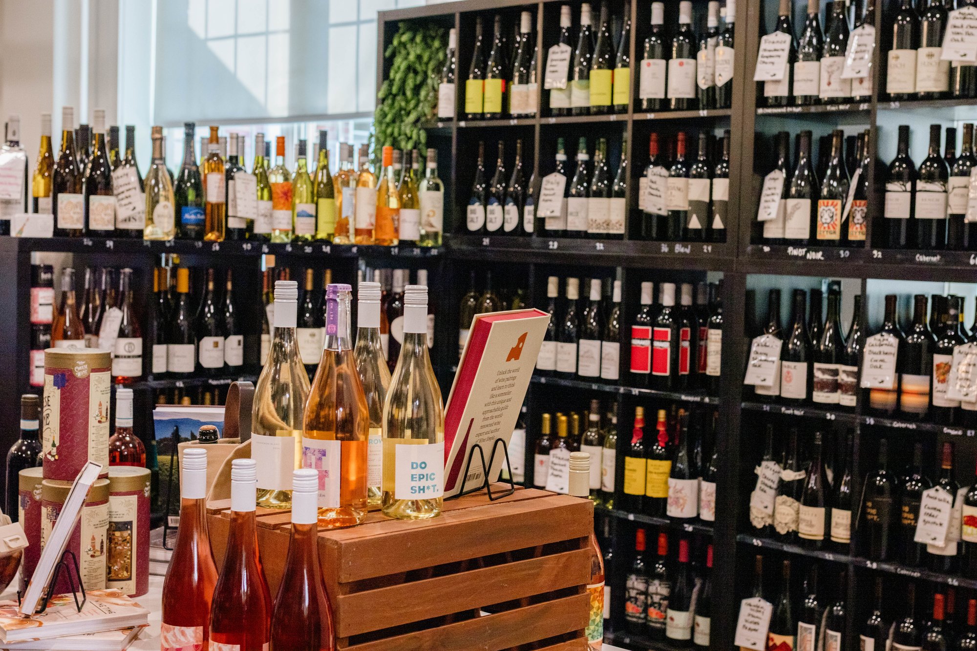 Wine wall at Plimoth General Store